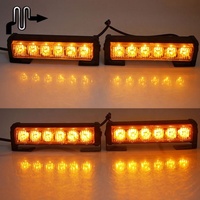 6LEDs * 2pcs Ultra Mince Surface Mount Car Grille Double Couleur Ambre Blanc Flash Stroboscopique Lumière