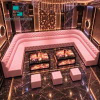 Banquette de bar pour restaurant, rose, capitonnée, courbée, mobilier de restaurant personnalisable, vente en gros, OEM, fourniture pour projets en Chine