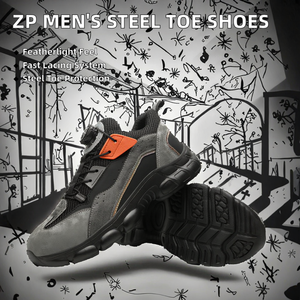 Chaussures de sécurité de travail pour hommes ZP, embout en acier, laçage rapide, légères, coussin d'air intelligent, personnalisées pour l'hiver, l'été, le printemps, l'automne - Product Image 3