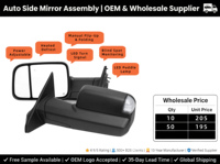 Pour Dodge pour Ram 1500 2019-2024 rétroviseur de remorquage latéral avec clignotant chauffant lampe de flaque d'eau nouvel état angle mort