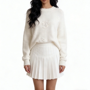 Women's 3D Floral Embellished Knit Sweater - Oversized Casual <b>Jumper</b> Fashion - Product Image 5