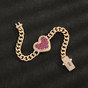 Gioielli alla Moda Bracciale con Charm a Forma di Cuore Placcato Oro 14K per Uomini Donne Coppie - Product Image 4