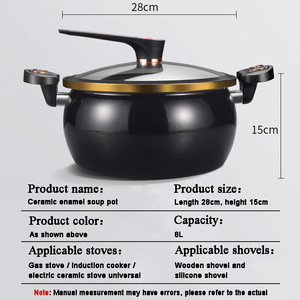 28CM <span class=keywords><strong>grande</strong></span> capacité micro pression double oreille antiadhésif mijoteuse multifonction <span class=keywords><strong>fonte</strong></span> émail soup pot - Product Image 5