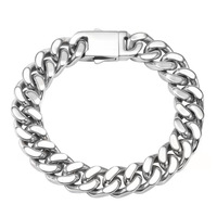 Bracelet chaîne cubaine en acier inoxydable pour hommes, style gourmette, bijoux de mode hip-hop, vente en gros