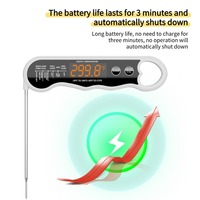 Thermomètre numérique pliable en métal rechargeable à lecture instantanée, haute précision, affichage LED, étanche pour barbecue et friture