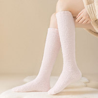 도매용 단색 여성용 겨울 수면 양말 두꺼운 보온 아늑한 부드러운 털 양말 긴 플러피 양말