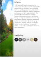 Abri de jardin 4x6 pieds en plastique PP avec structure en acier galvanisé, résistant aux intempéries et imperméable