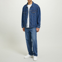 Veste en jean surdimensionnée pour homme, style vintage, délavé foncé, coupe classique et décontractée