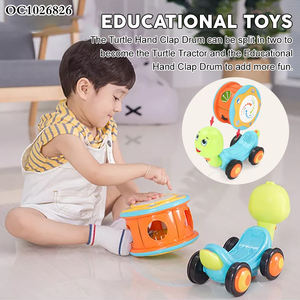 Dieren Vorm Bijpassende Educatief Speelgoed Instrumenten Muzikale <span class=keywords><strong>Hand</strong></span> Drum Push Sleep Plastic Schildpad Kruipende Baby Speelgoed - Product Image 3