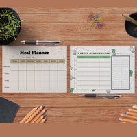 Bon marché, liste de courses à faire, planificateur de repas hebdomadaire et bloc-notes d'épicerie avec logo personnalisé