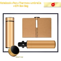 Coffret Cadeau Personnalisable Édition 2026 – Emballage Personnalisé avec Logo, Gobelets Isothermes, Parapluies, Clés USB, Stylos pour le Bureau