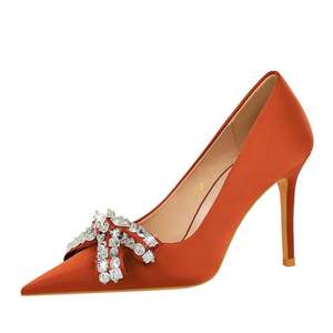 Women's High <strong>Heel</strong> Stiletto Pumps Bow Rhinestone Buckle <strong>Sandals</strong> Wedding Dressy Shoes - Product Image 4