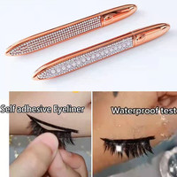 2 en 1 strass bling marque privée votre logo vegan cruelty free adhésif cils stylo à colle imperméable pour cils colle eyeliner