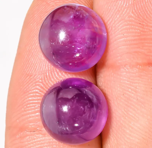 พลอยอะเมทิสต์ขัดคู่พลอยหลวมแบบตัดสวยงามสำหรับทำเครื่องประดับเทคนิคพิเศษลวดห่อ - Product Image 3