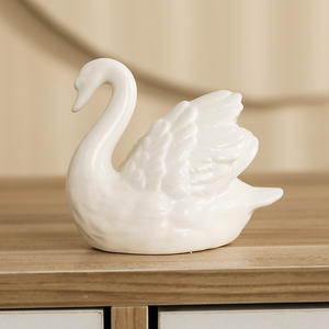 Nórdico creativo sala de estar estudio Animal bonsái decoraciones para el hogar negro blanco pareja Cisne cerámica pequeños adornos ecológicos - Product Image 4