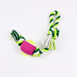 Vendita diretta della fabbrica cinese giocattoli per animali domestici giocattoli per cani divertenti giocattoli interattivi bella corda di cotone colorato cane che morde giocattolo con palla da tennis - Product Image 4