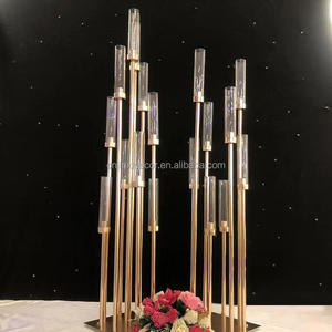 Venta al por mayor moderno oro alto candelabro decoración de Mesa <span class=keywords><strong>10</strong></span> cabezas de hierro Metal boda portavelas elegantes centros de mesa - Product Image 1
