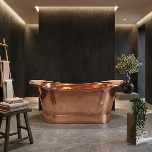 Bañera Ovalada de Cobre Independiente Hecha a Mano para Adultos con Tapa, Bañera de Lujo Moderna y Duradera para Baño - Product Image 5