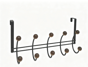 <b>Hook</b> with Wood Beads <b>Over</b> <b>the</b> <b>Door</b> Towel Rack 5 <b>Hook</b> Multifunction - Product Image 1