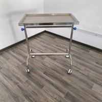 Chariot médical professionnel en acier inoxydable, réglable en hauteur, avec plateau chirurgical et roues, pour USI
