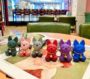 Porte-clés en PVC 3D en gros, porte-clés en résine coloré Bouledogue Français, mignon cadeau de couple, breloque de sac, pendentif, porte-clés pour filles, porte-clés chien - Product Image 1