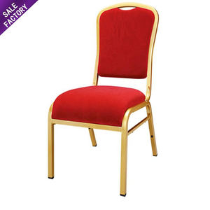 Chaise de banquet d'hôtel en aluminium, métal, fer, rouge et doré, empilable, à prix avantageux, pour les événements de mariage - Product Image 2