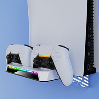 Station de charge double murale et support de console en plastique ABS avec connexion filaire pour Slim (compatible avec les manettes DualSense)