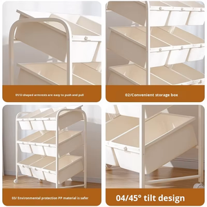 Étagère de rangement pour jouets d'enfants à grande capacité, multicouche, inclinée, écologique, en matériau PP, avec roulettes, mobile, salon - Product Image 3