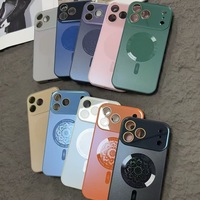 Coque de téléphone portable QY compatible, magnétique, à transformation instantanée, avec film de protection d'objectif intégral AG mat pour 18 17 16 PRO MAX