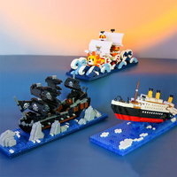 Ones Piece Going Merry Pirate Ship dans une bouteille modèle jouet Mini Titanic Ship Building Block Brick Set Titanic Brick Boat