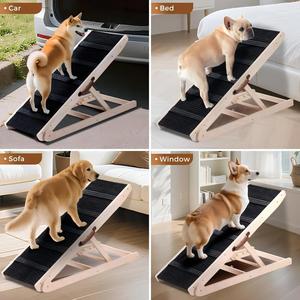Rampe pour <span class=keywords><strong>chien</strong></span> pour canapé, lit, <span class=keywords><strong>voiture</strong></span>, rampes réglables pour animaux de compagnie, 6 hauteurs, marchepieds en bois robustes pour animaux de compagnie de petite, moyenne et âgée taille, - Product Image 6