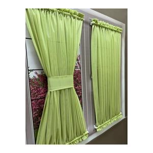 Tenda Briz farfalla verde olio con aste, tenda in Tulle per porta e finestra della cucina (aste incluse)