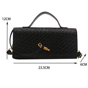 Série très vendue, sac à main horizontal à bandoulière, nouveau sac en cuir PU souple tissé pour femmes, sac à dîner, sac accordéon - Product Image 6