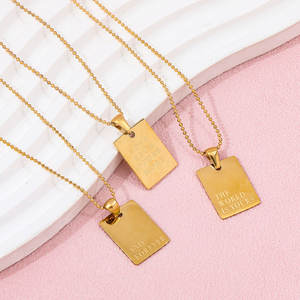 Perhiasan Berlapis Emas Peribahasa Bahasa Inggris Fram Liontin Kalung Kalung Stainless Steel Perhiasan Grosir - Product Image 3