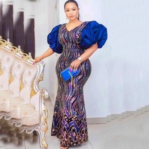 African Wedding Dresses for Women Puff Sleeve Plus Size Turkey <b>Sequin</b> Evening Party Long Dress Moroccan Muslim Africa Clothes - Product Image 1
