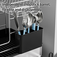 Égouttoir à vaisselle de cuisine durable à 2 niveaux, extensible et réglable, en acier inoxydable, pour placard coulissant