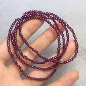 Perles rondes en grenat violet naturel, 3mm, pour la fabrication de bijoux, perles en pierre d'origine chinoise, fournitures artisanales pour bricolage - Product Image 2