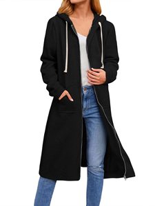 2024 New Damen Loose Zipper Long <span class=keywords><strong>Cardigan</strong></span> Coat - Product Image 3
