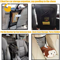 Barrière de voiture pour chien, filet pour animaux de compagnie, avec organisateur de maille de siège Auto, filet de siège arrière, sac de rangement extensible universel et crochet