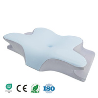 Oreiller cervical ergonomique en mousse à mémoire de forme en forme de papillon pour soulager les douleurs cervicales, réglable et amovible, vente en gros