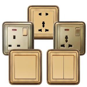 Multiprise murale double à bascule en laiton antique 86, style rétro, pour villa, panneau en cuivre, Royaume-Uni, Arabie Saoudite, Roumanie, Émirats arabes unis - Product Image 2