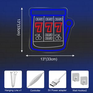 Enseigne néon LED '<span class=keywords><strong>Machine</strong></span> à <span class=keywords><strong>sous</strong></span>' pour Bar, Salle de jeux, Cave de l'homme, <span class=keywords><strong>Casino</strong></span>, Club de poker, Décoration de fête - Product Image 4