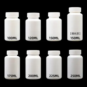Botol pil plastik HDPE wadah medis putih kosong perawatan kesehatan makanan Herbal suplemen botol kapsul Vitamin cetak khusus