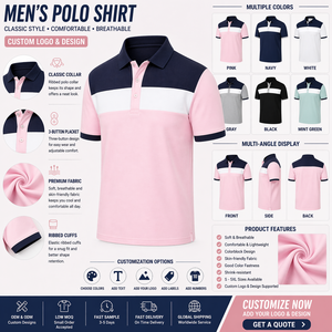 เสื้อโปโลผู้ชายสำหรับเล่นกอล์ฟ ระบายอากาศได้ดี แห้งเร็ว น้ำหนักเบา ทรงสปอร์ต สีสันตัดกัน  พร้อมปักโลโก้ตามสั่ง - Product Image 3