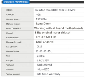 Kho số lượng lớn 4GB 8GB PC3-12800 <span class=keywords><strong>DDR3</strong></span> 1600MHz RAM Máy tính để bàn Bộ nhớ với tản nhiệt - Product Image 6