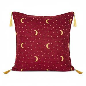 Funda de cojín/pillowcase roja con diseño de luna y estrellas, estilo turco y otomano - Product Image 2
