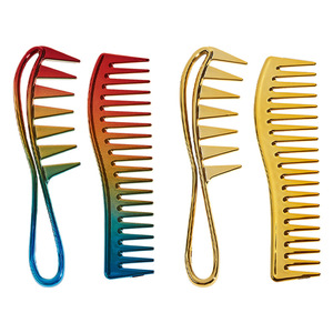 Peigne à dents larges électroplaqué, grande taille, pour massage et coiffage à domicile, en ABS doré éblouissant - Product Image 5