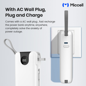 Batteries externes Miccell en gros 35W PD à charge rapide 20000 mAh avec câble de charge <span class=keywords><strong>Type</strong></span> C tressé et chargeur mural AC - Product Image 4