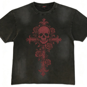 T-shirt streetwear vintage surdimensionné, effet délavé, 300 GSM, coton de haute qualité, impression de luxe, style hip hop - Product Image 1