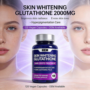 Capsules de L-Glutathion pour éclaircir la peau 2000mg, éclaircissement efficace de la peau, complément végétalien et naturel, 120 capsules/flacon - Product Image 3